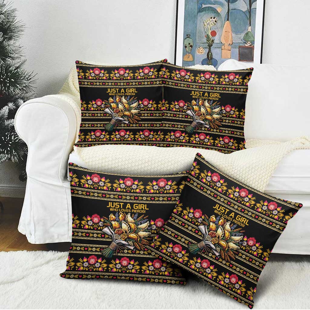 Gold Pierogi Flowers Over Dumplings Pillow Cover