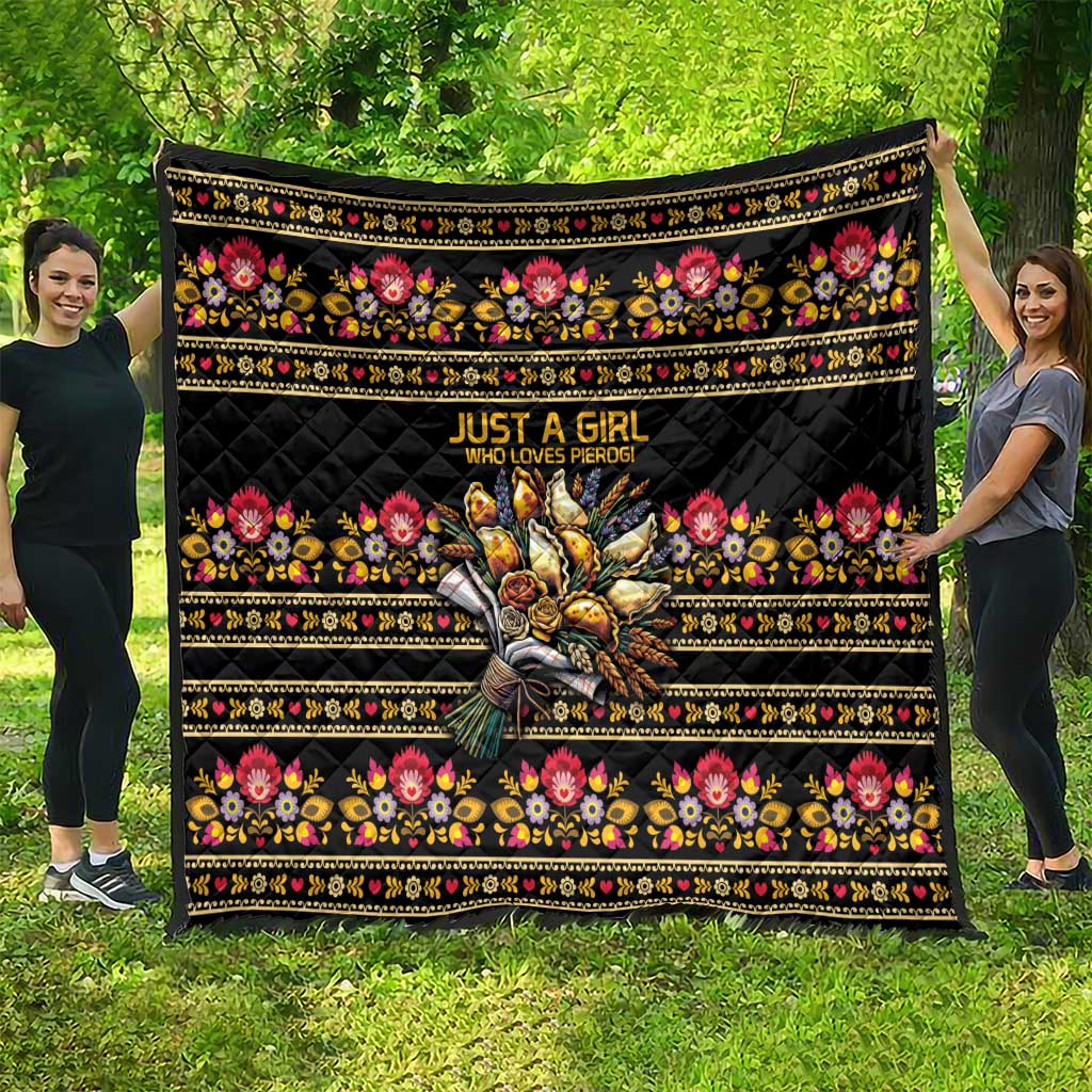 Gold Pierogi Flowers Over Dumplings Quilt