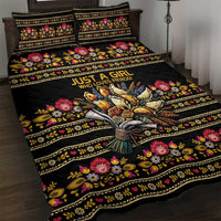 Gold Pierogi Flowers Over Dumplings Quilt Bed Set