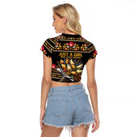 Gold Pierogi Flowers Over Dumplings Raglan Cropped T Shirt