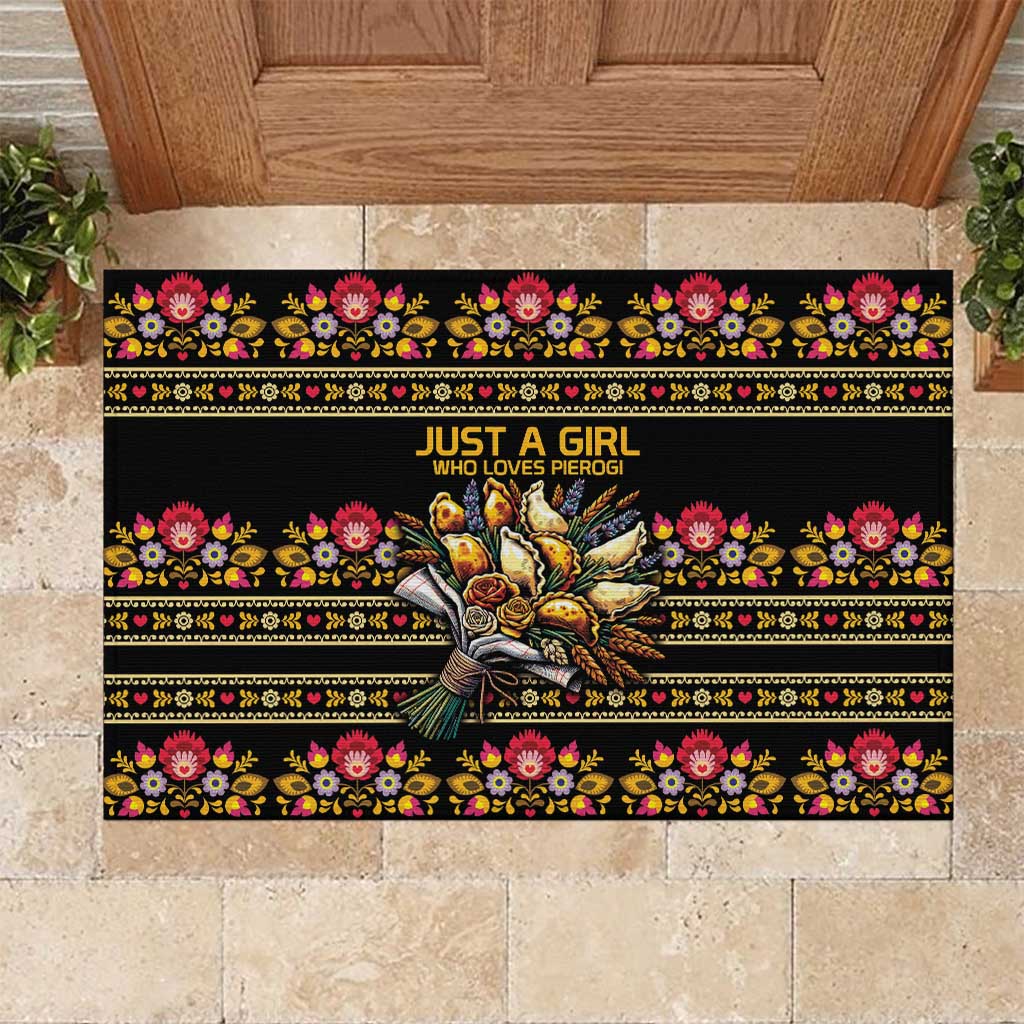 Gold Pierogi Flowers Over Dumplings Rubber Doormat