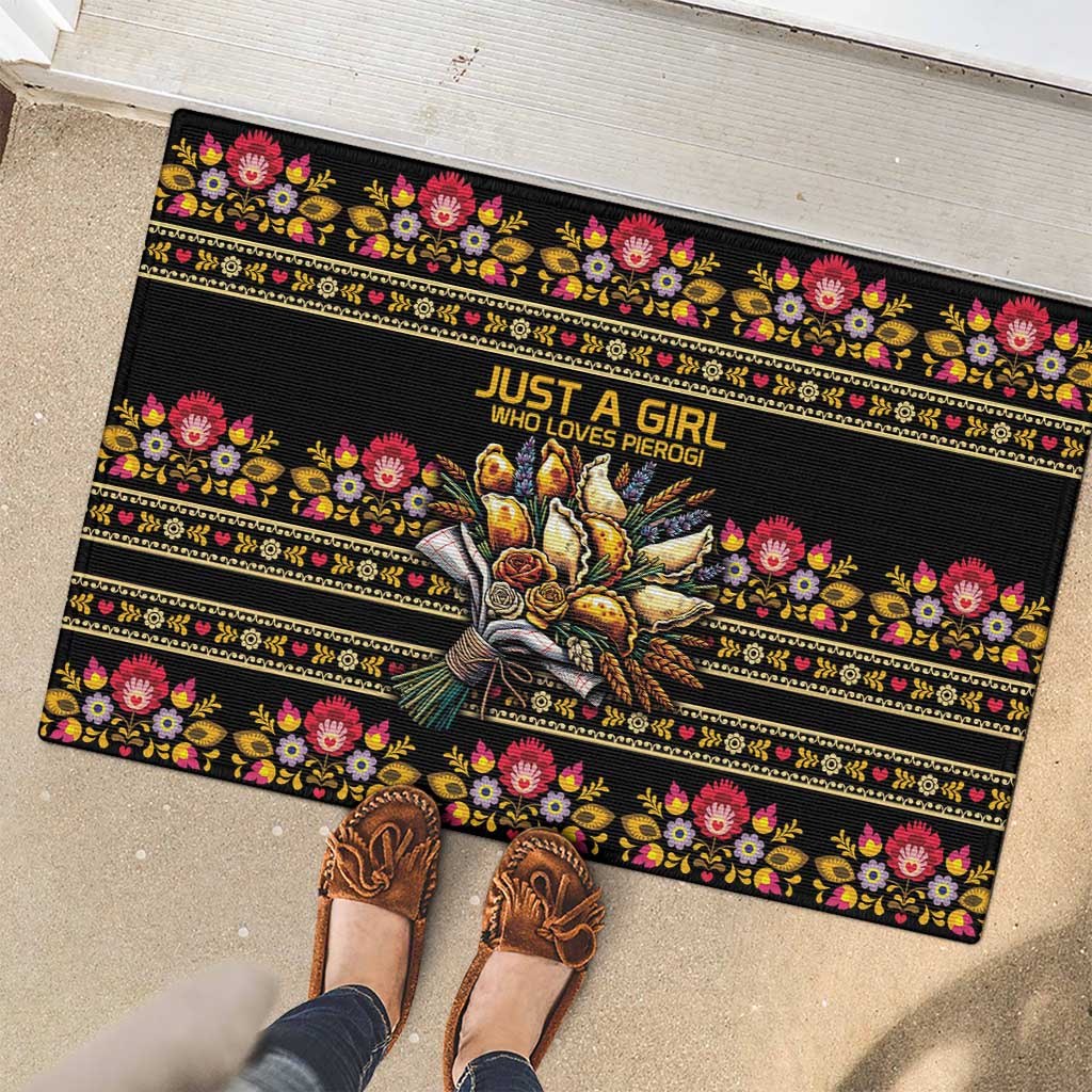 Gold Pierogi Flowers Over Dumplings Rubber Doormat