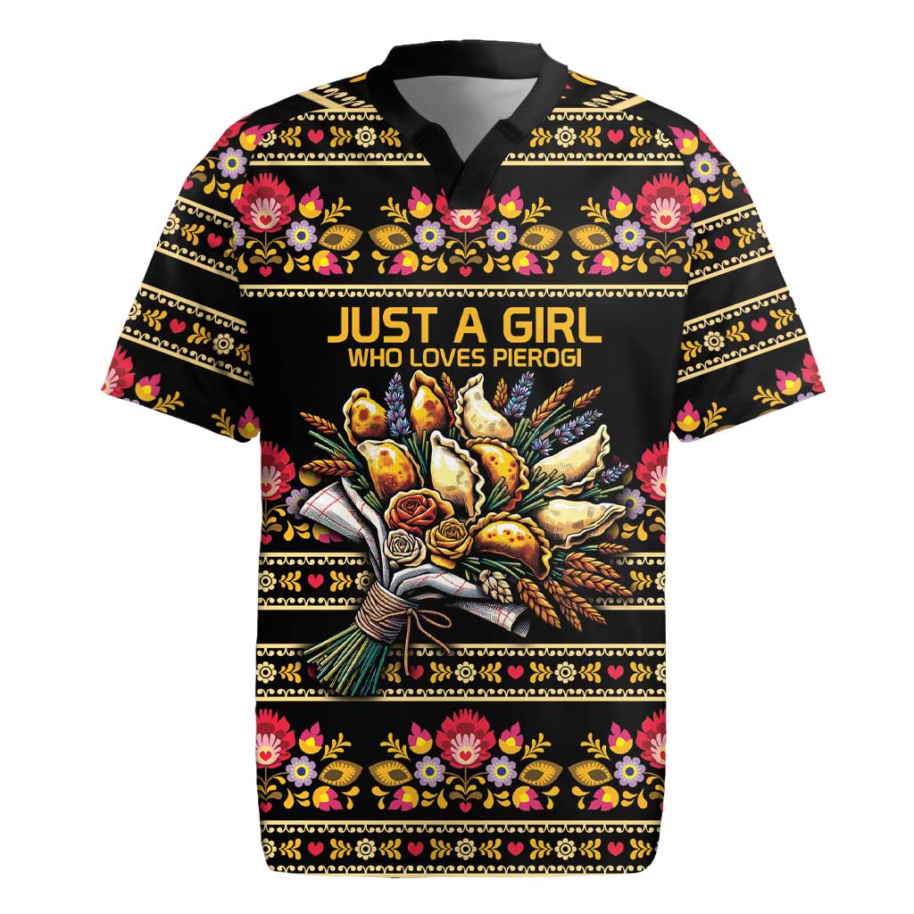 Gold Pierogi Flowers Over Dumplings Rugby Jersey