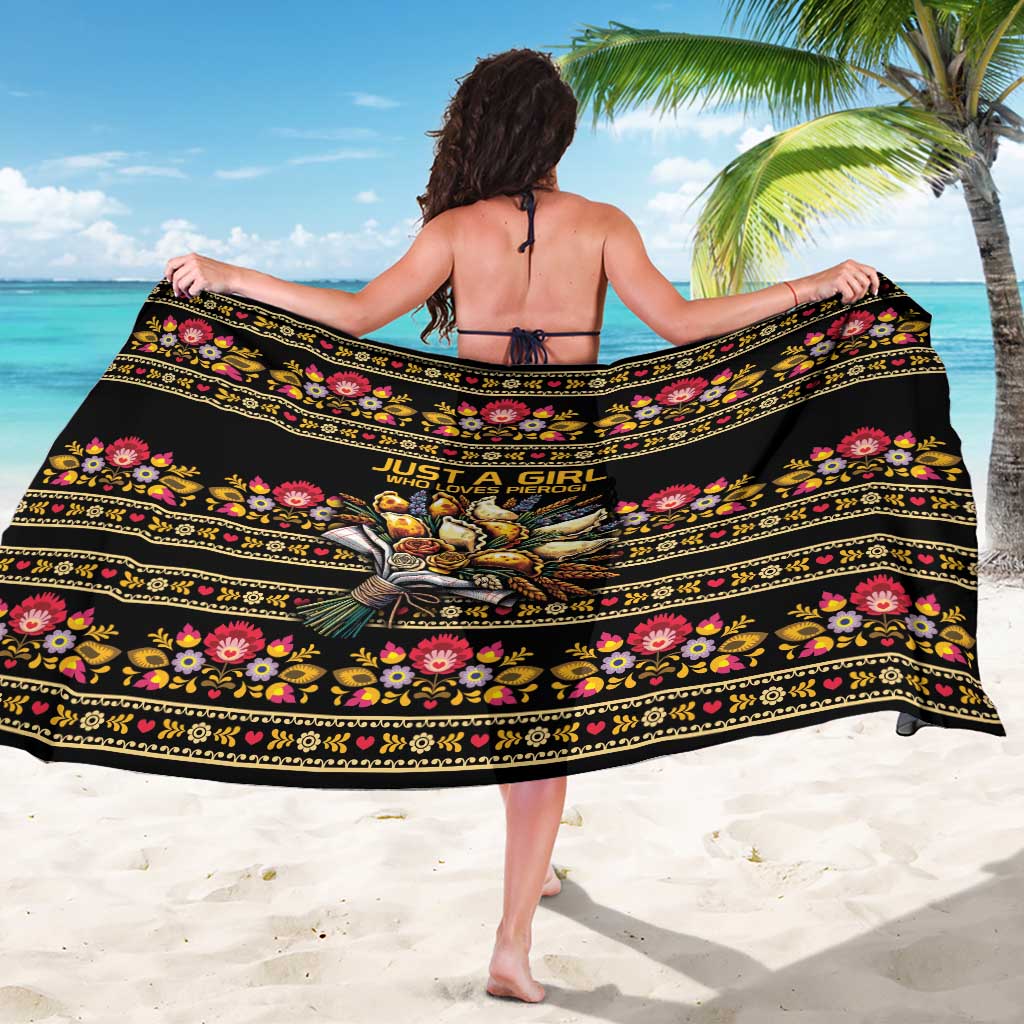 Gold Pierogi Flowers Over Dumplings Sarong