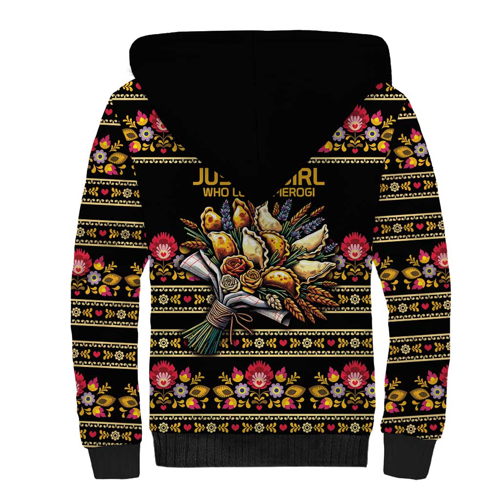 Gold Pierogi Flowers Over Dumplings Sherpa Hoodie