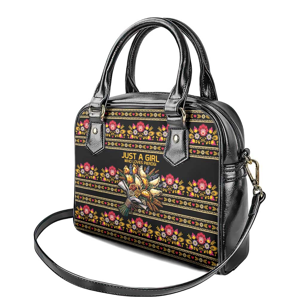 Gold Pierogi Flowers Over Dumplings Shoulder Handbag
