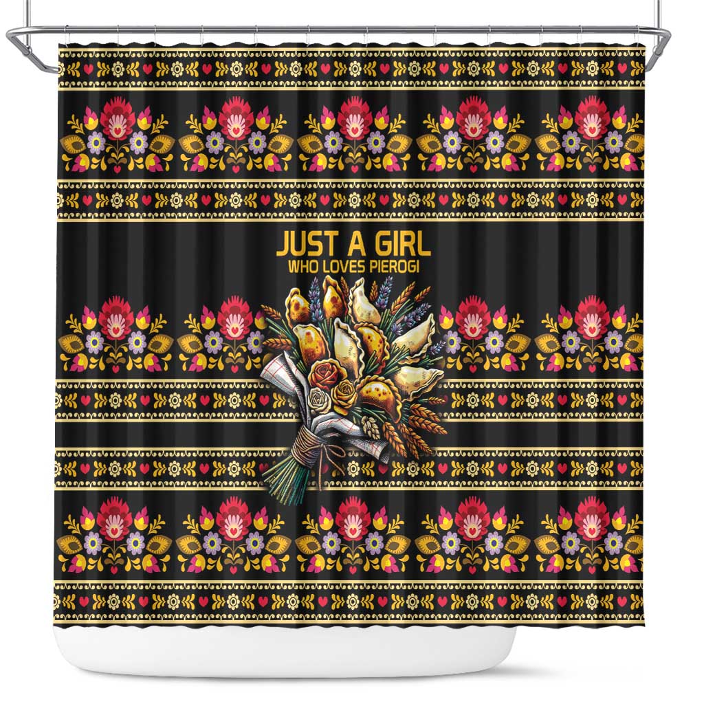 Gold Pierogi Flowers Over Dumplings Shower Curtain