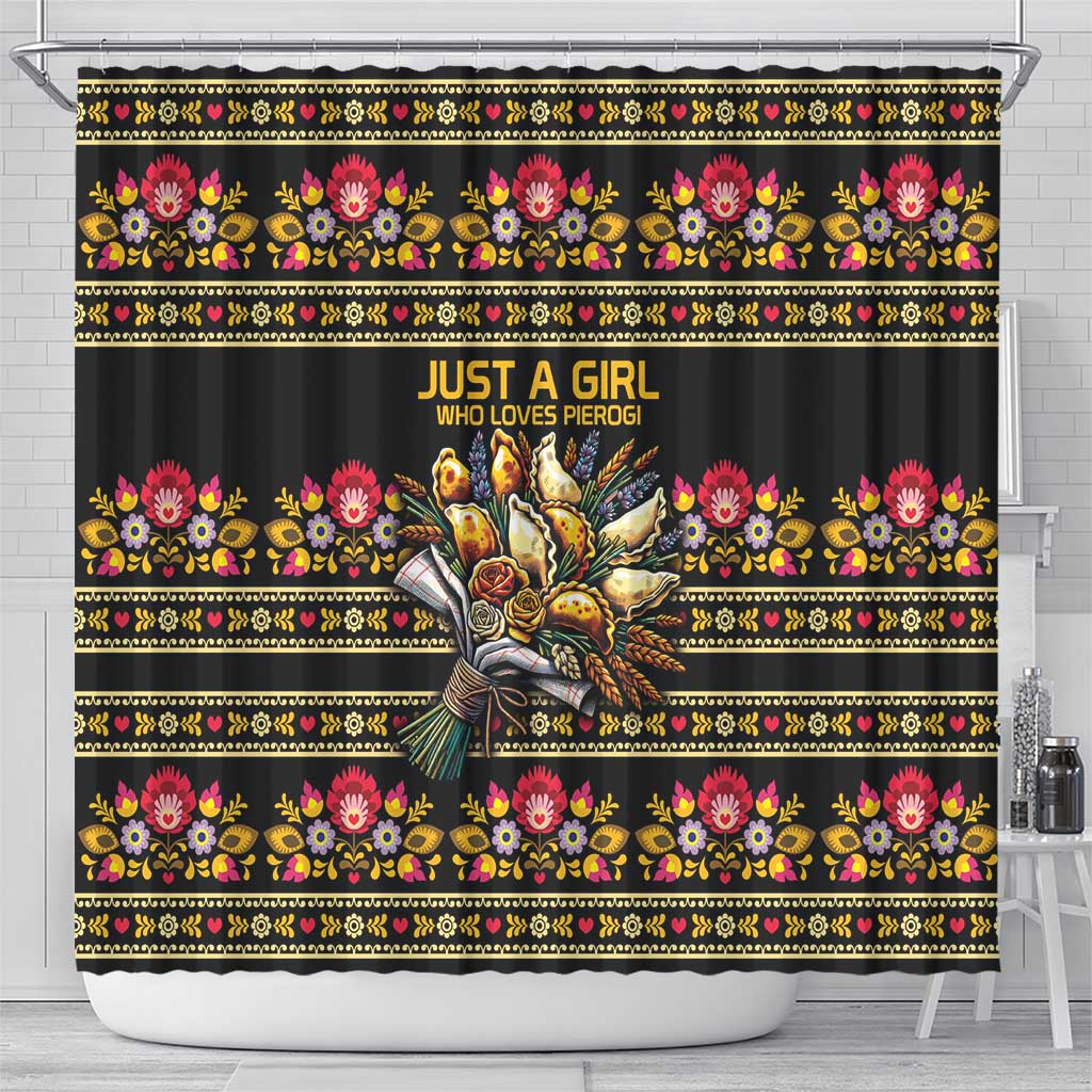 Gold Pierogi Flowers Over Dumplings Shower Curtain