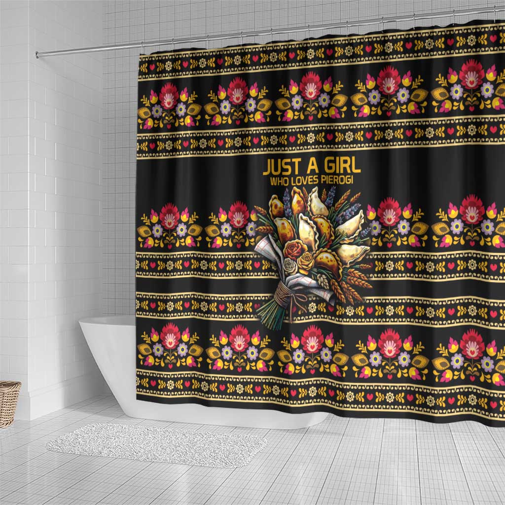 Gold Pierogi Flowers Over Dumplings Shower Curtain