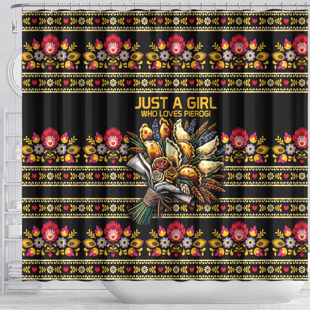 Gold Pierogi Flowers Over Dumplings Shower Curtain