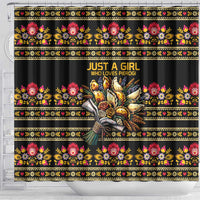 Gold Pierogi Flowers Over Dumplings Shower Curtain
