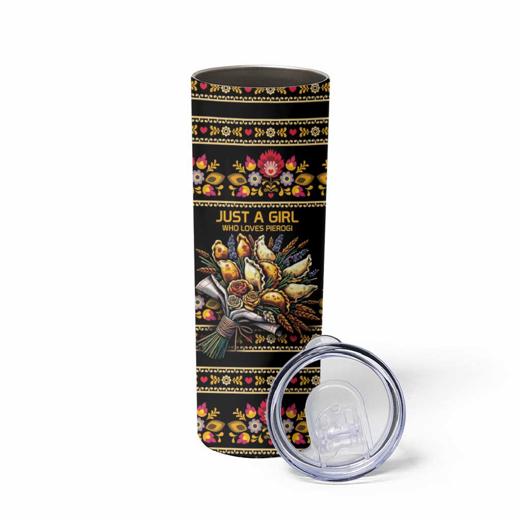 Gold Pierogi Flowers Over Dumplings Skinny Tumbler