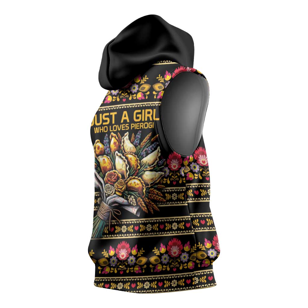 Gold Pierogi Flowers Over Dumplings Sleeveless Hoodie
