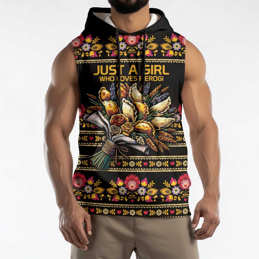 Gold Pierogi Flowers Over Dumplings Sleeveless Hoodie