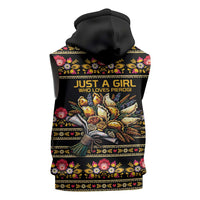 Gold Pierogi Flowers Over Dumplings Sleeveless Zip Hoodie