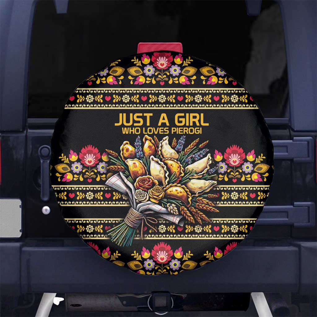 Gold Pierogi Flowers Over Dumplings Spare Tire Cover