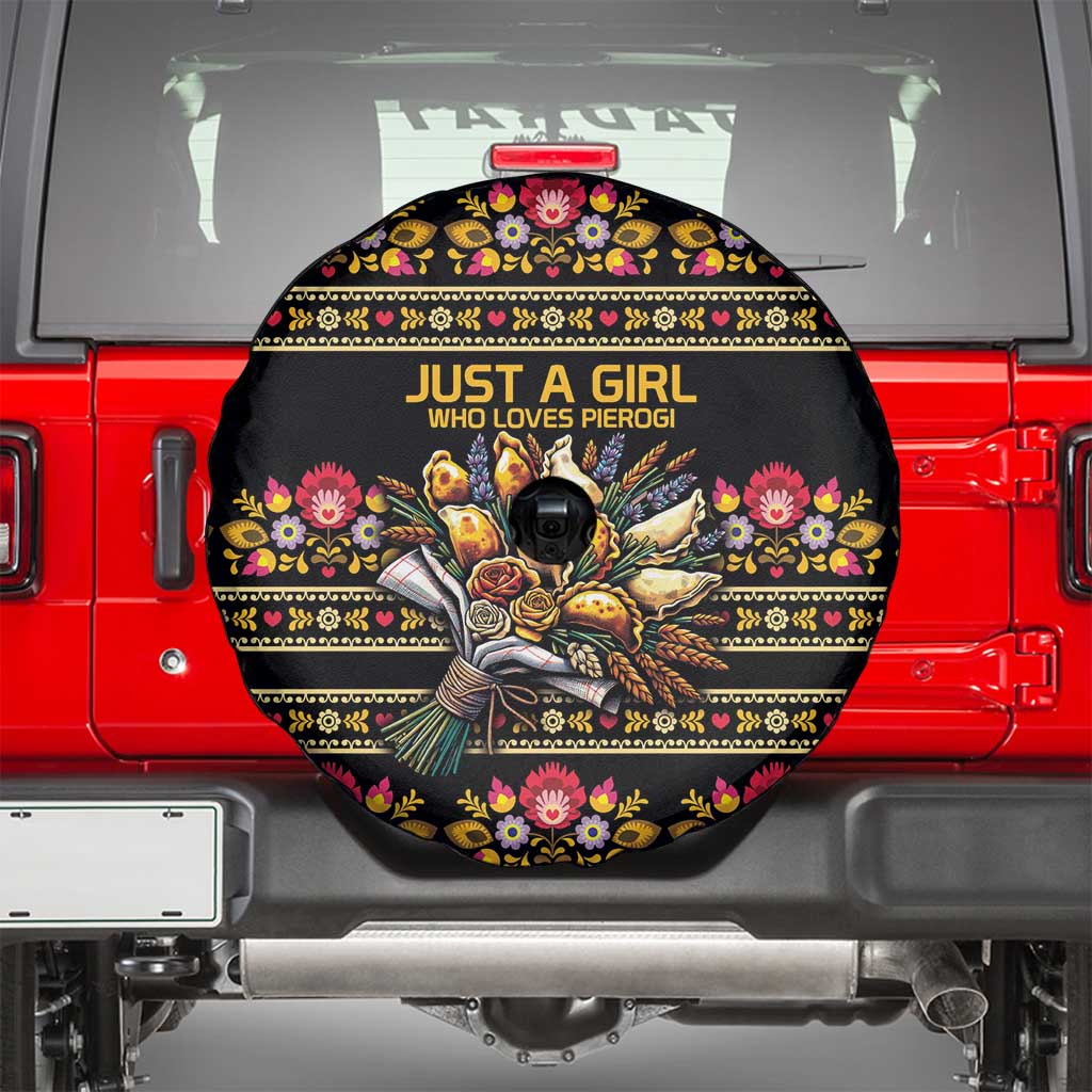 Gold Pierogi Flowers Over Dumplings Spare Tire Cover
