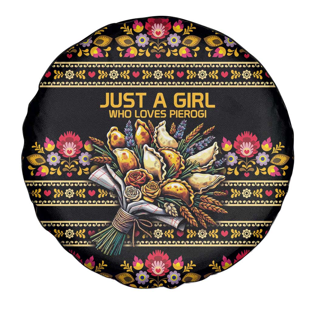 Gold Pierogi Flowers Over Dumplings Spare Tire Cover
