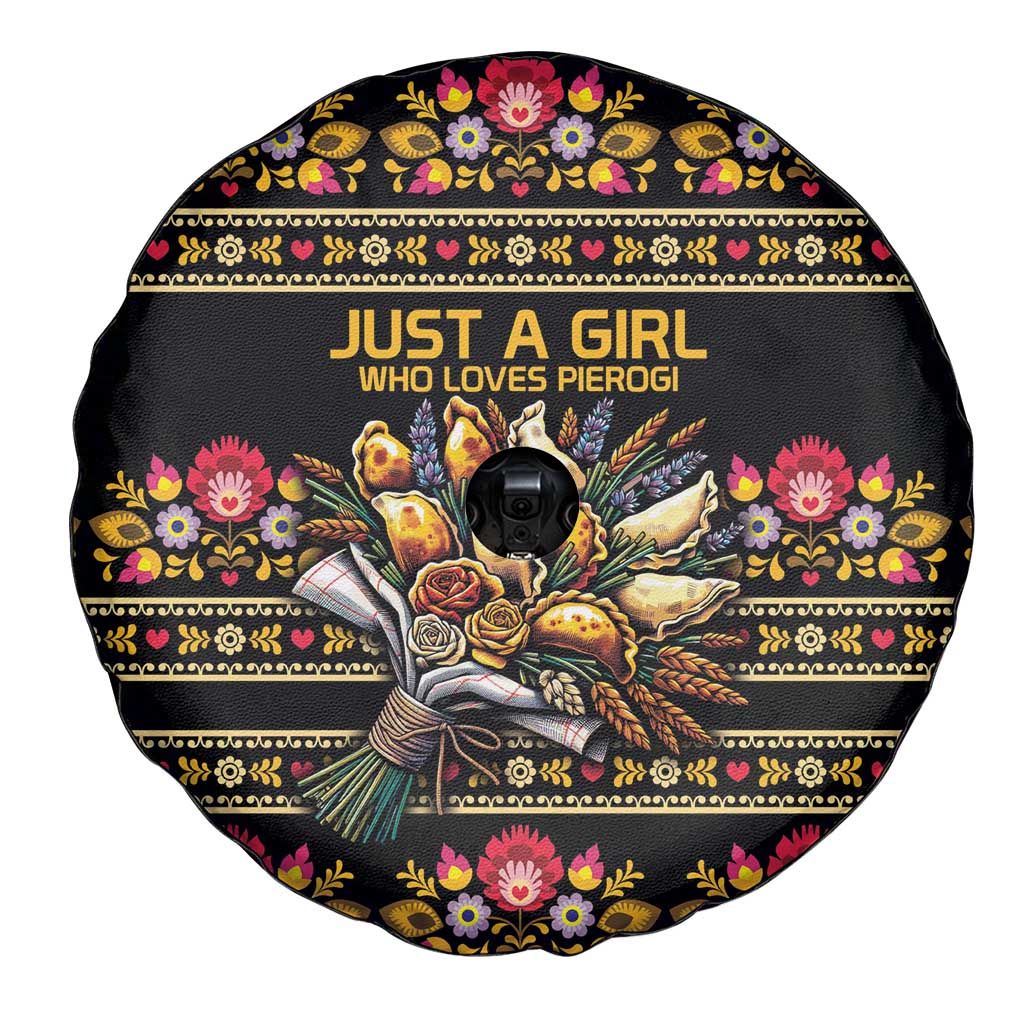 Gold Pierogi Flowers Over Dumplings Spare Tire Cover