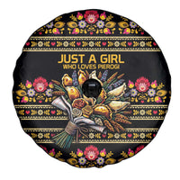 Gold Pierogi Flowers Over Dumplings Spare Tire Cover