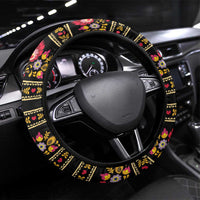 Gold Pierogi Flowers Over Dumplings Steering Wheel Cover