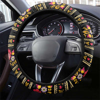 Gold Pierogi Flowers Over Dumplings Steering Wheel Cover