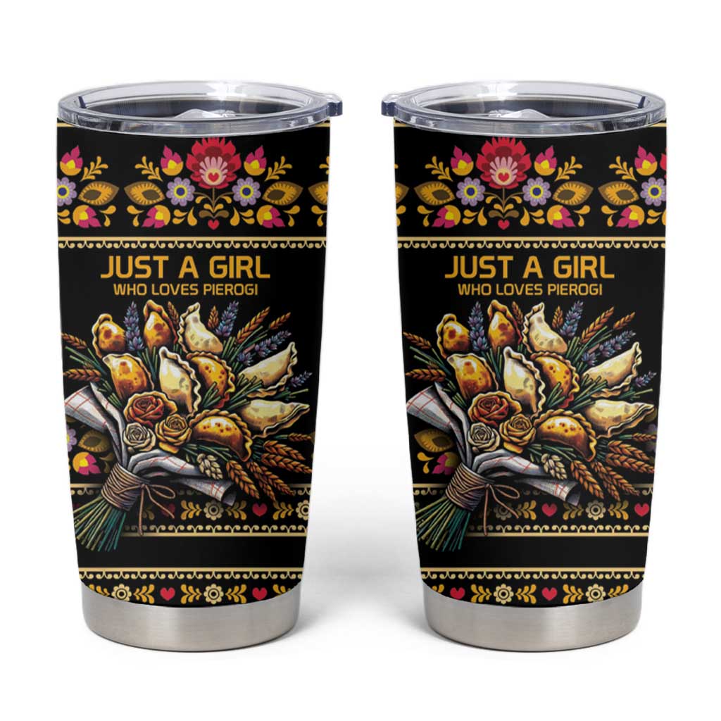Gold Pierogi Flowers Over Dumplings Tumbler Cup