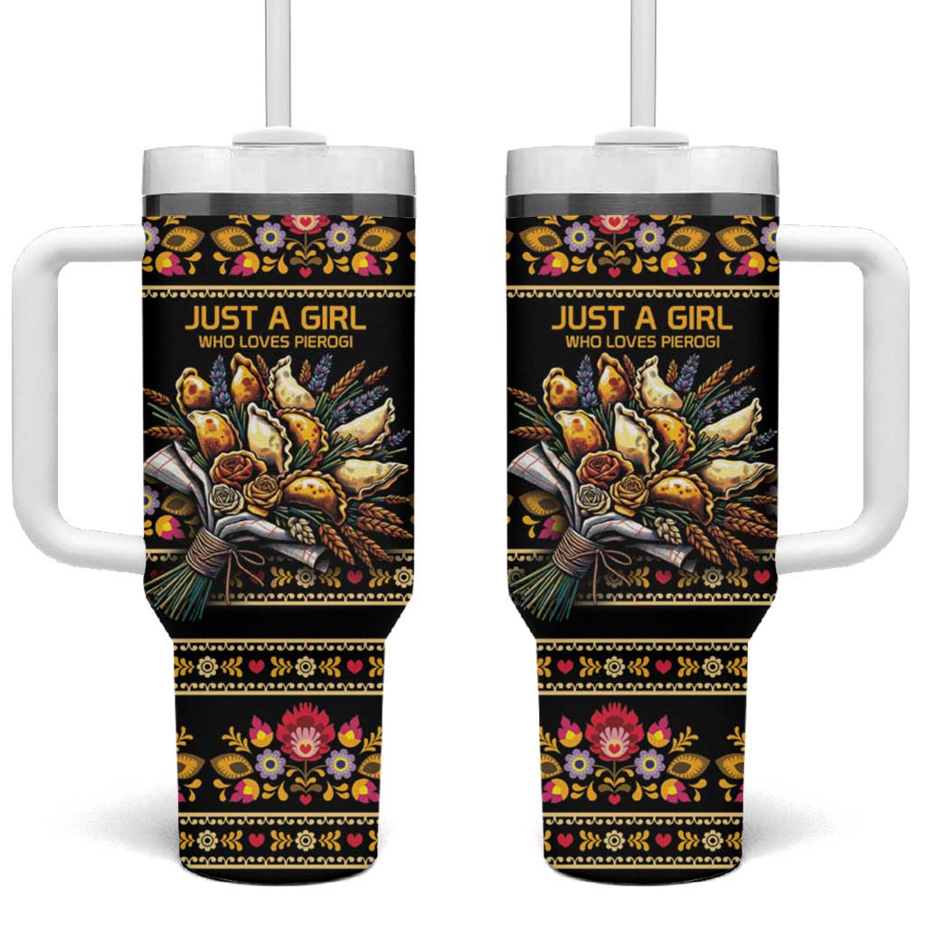 Gold Pierogi Flowers Over Dumplings Tumbler With Handle