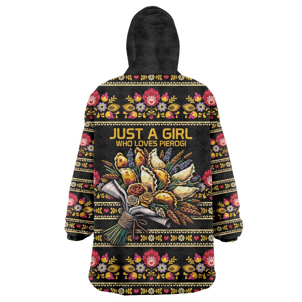 Gold Pierogi Flowers Over Dumplings Wearable Blanket Hoodie