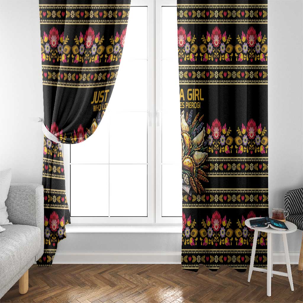 Gold Pierogi Flowers Over Dumplings Window Curtain