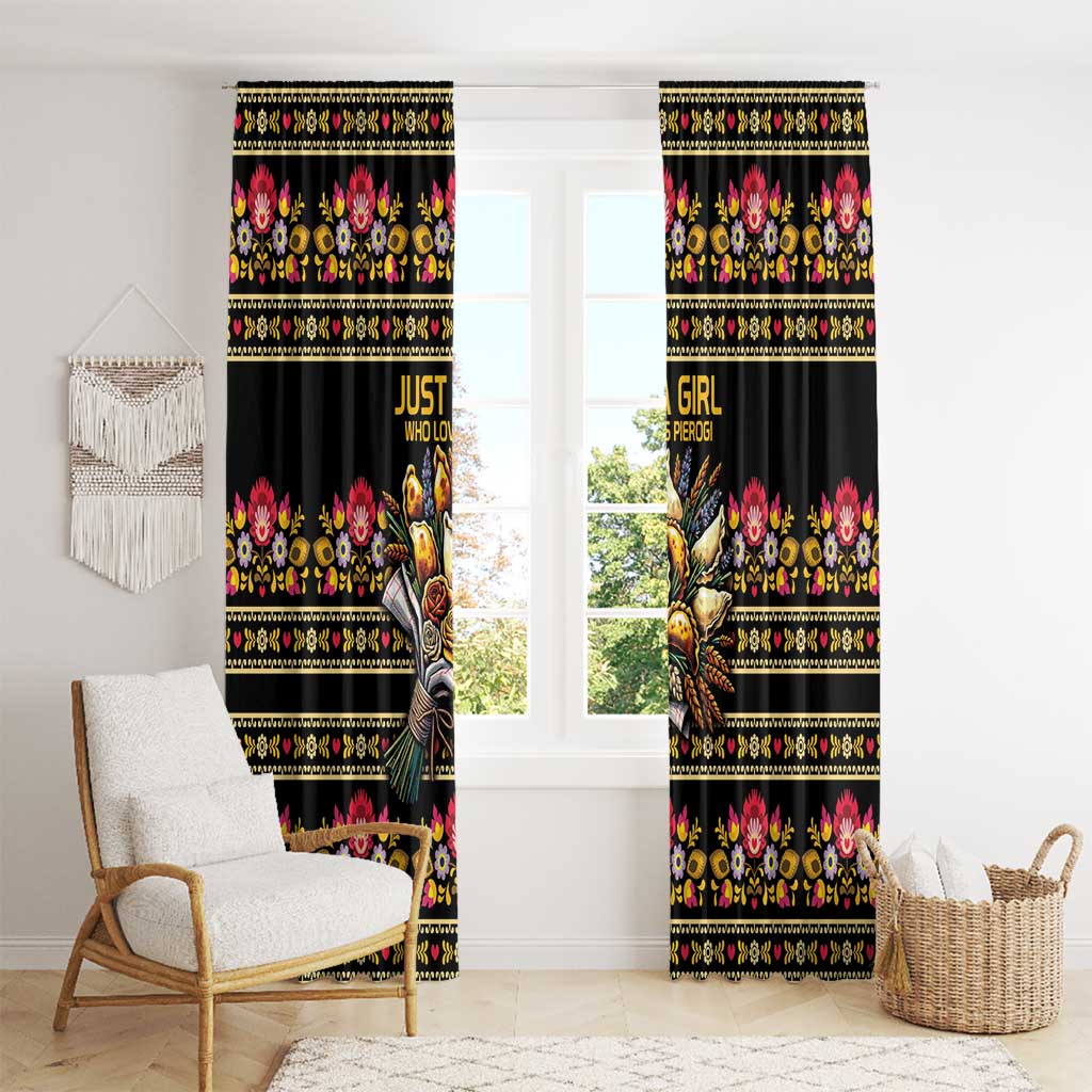 Gold Pierogi Flowers Over Dumplings Window Curtain