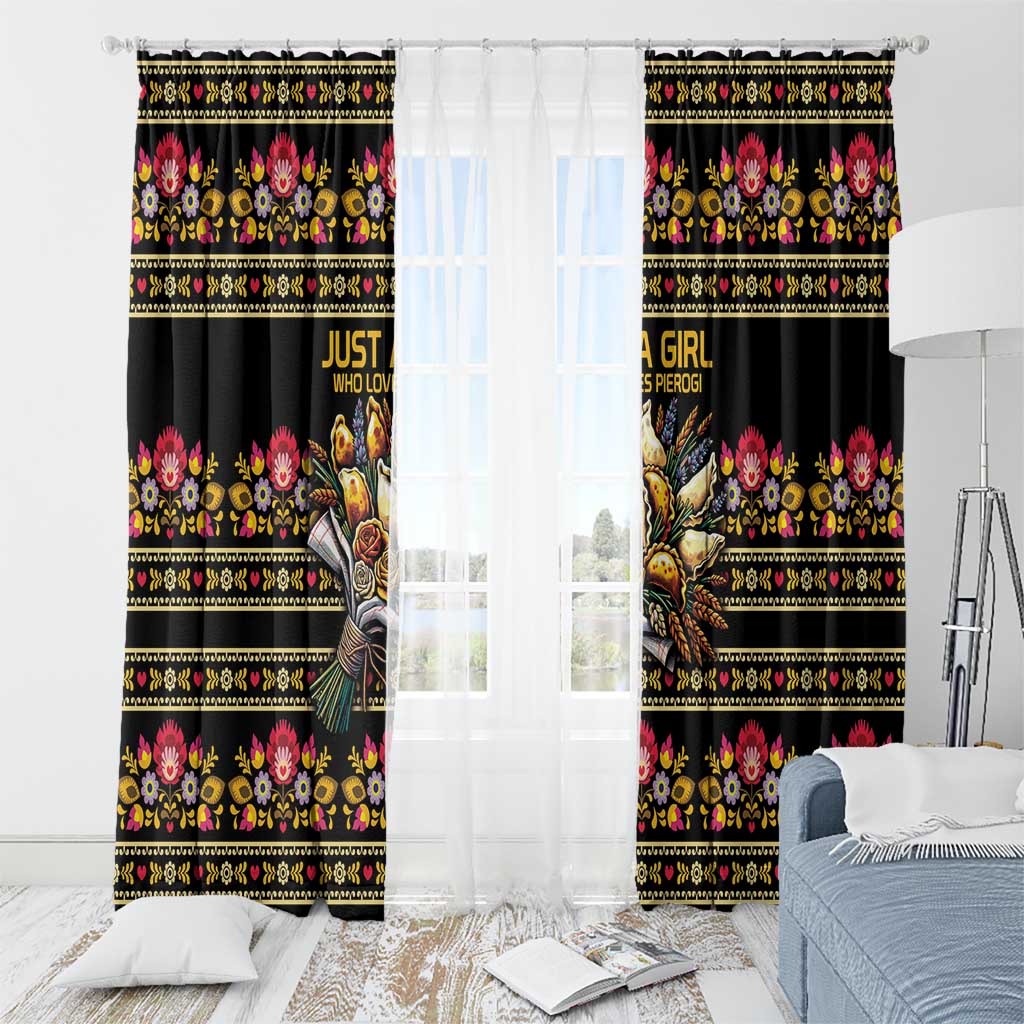 Gold Pierogi Flowers Over Dumplings Window Curtain