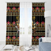 Gold Pierogi Flowers Over Dumplings Window Curtain