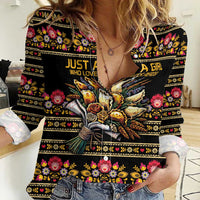 Gold Pierogi Flowers Over Dumplings Women Casual Shirt