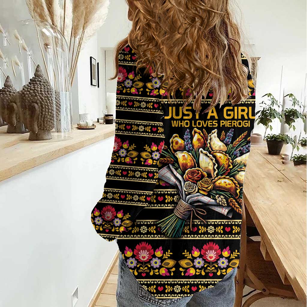 Gold Pierogi Flowers Over Dumplings Women Casual Shirt