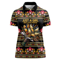 Gold Pierogi Flowers Over Dumplings Women Polo Shirt