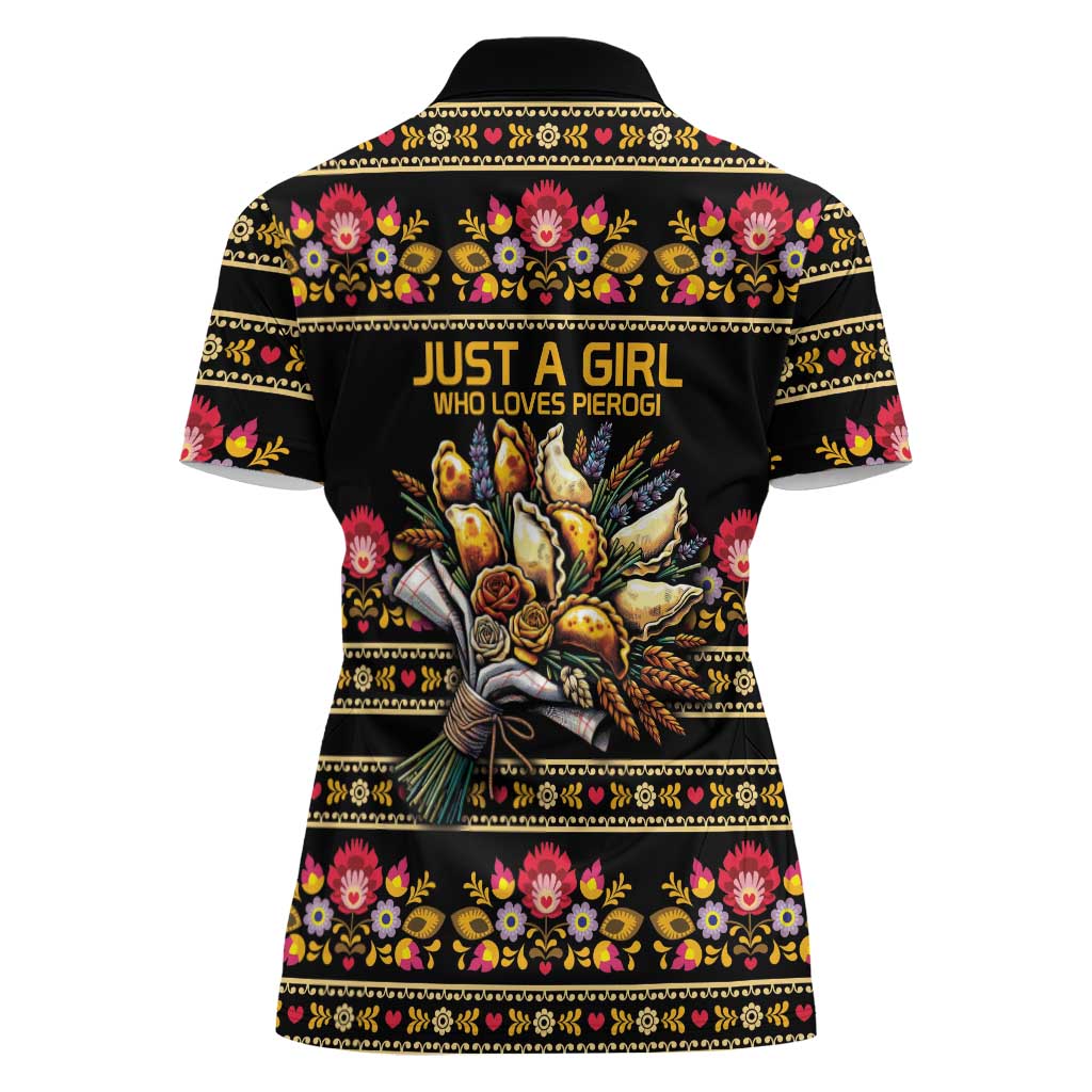 Gold Pierogi Flowers Over Dumplings Women Polo Shirt