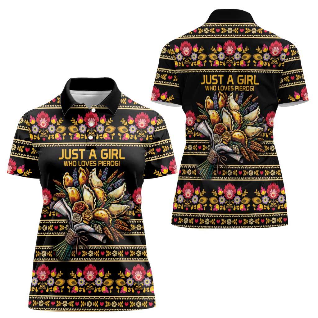 Gold Pierogi Flowers Over Dumplings Women Polo Shirt