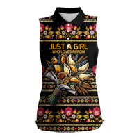 Gold Pierogi Flowers Over Dumplings Women Sleeveless Polo Shirt