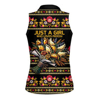 Gold Pierogi Flowers Over Dumplings Women Sleeveless Polo Shirt