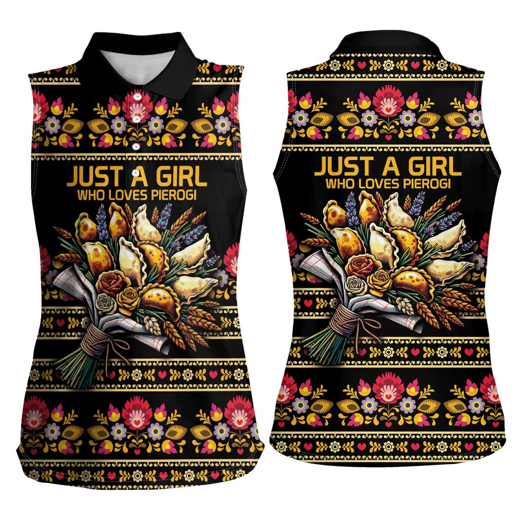 Gold Pierogi Flowers Over Dumplings Women Sleeveless Polo Shirt