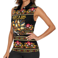 Gold Pierogi Flowers Over Dumplings Women Sleeveless Polo Shirt
