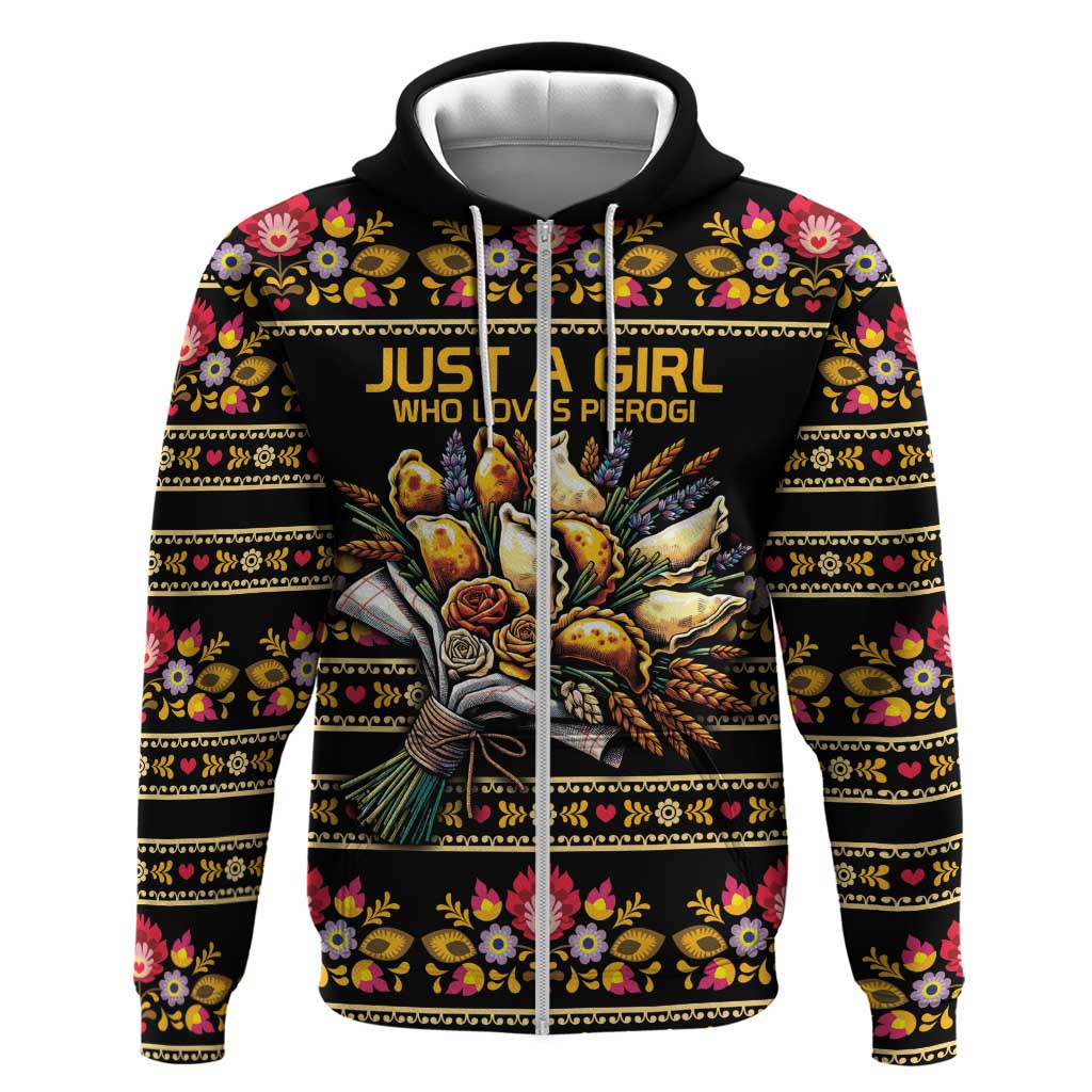 Gold Pierogi Flowers Over Dumplings Zip Hoodie