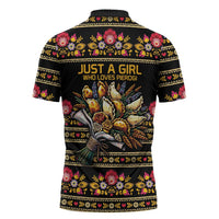 Gold Pierogi Flowers Over Dumplings Zipper Polo Shirt