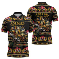Gold Pierogi Flowers Over Dumplings Zipper Polo Shirt