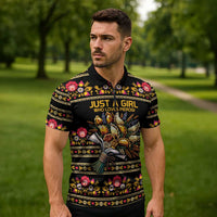 Gold Pierogi Flowers Over Dumplings Zipper Polo Shirt