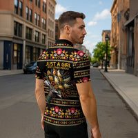 Gold Pierogi Flowers Over Dumplings Zipper Polo Shirt