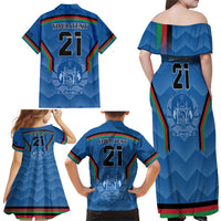 Custom Afghanistan Cricket Family Matching Off Shoulder Maxi Dress and Hawaiian Shirt Afghan Coat Of Arm with Special Flag LT9 - Wonder Print Shop