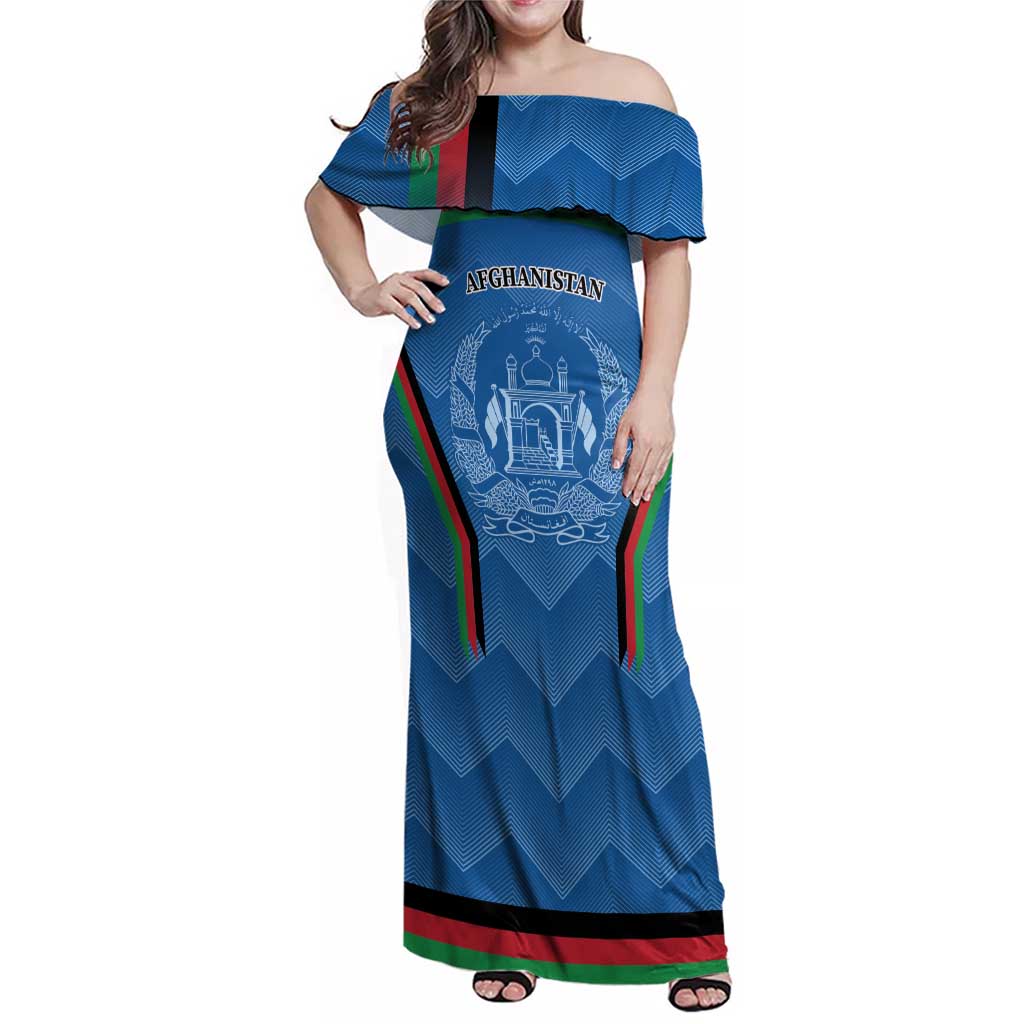 Custom Afghanistan Cricket Family Matching Off Shoulder Maxi Dress and Hawaiian Shirt Afghan Coat Of Arm with Special Flag LT9 - Wonder Print Shop