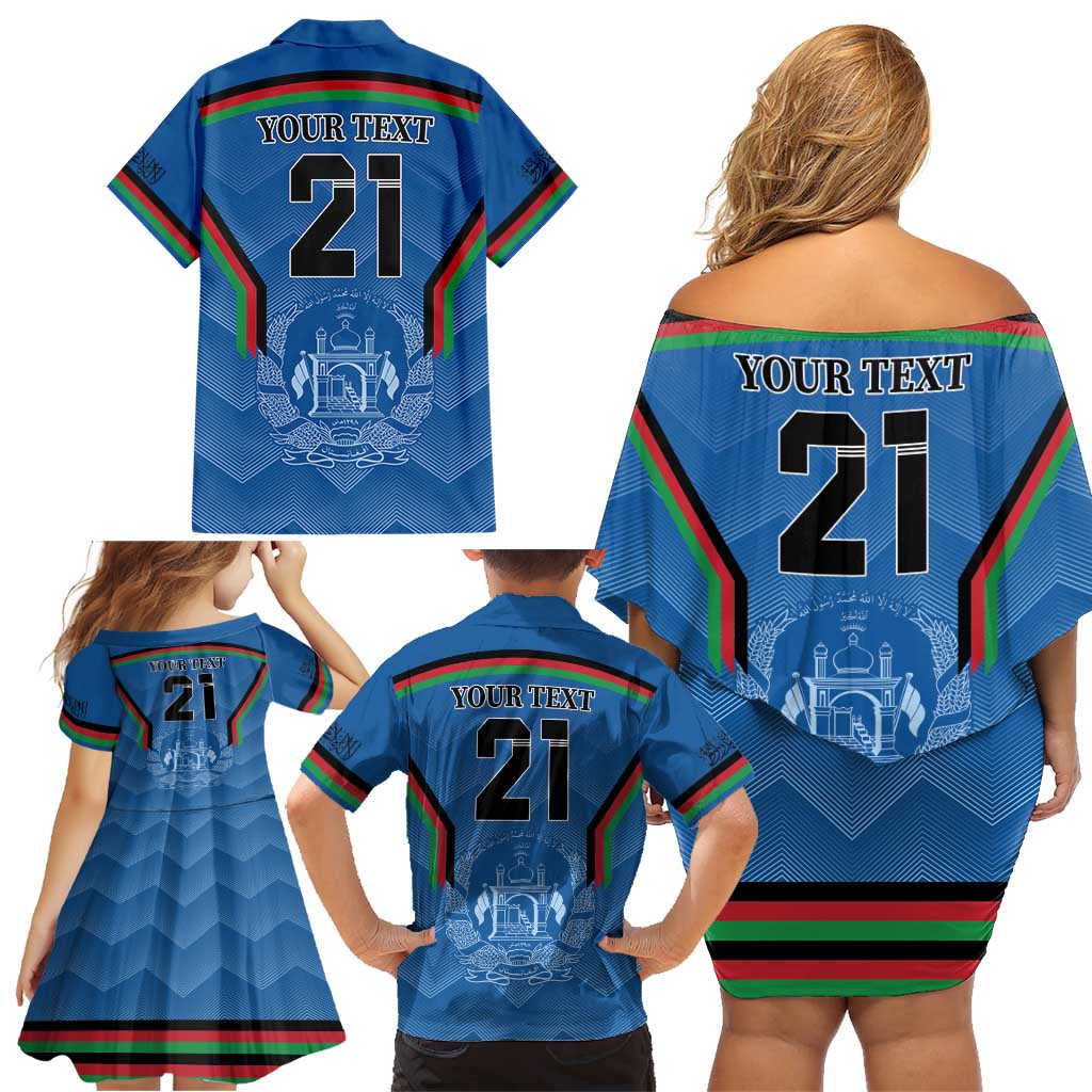 Custom Afghanistan Cricket Family Matching Off Shoulder Short Dress and Hawaiian Shirt Afghan Coat Of Arm with Special Flag LT9 - Wonder Print Shop
